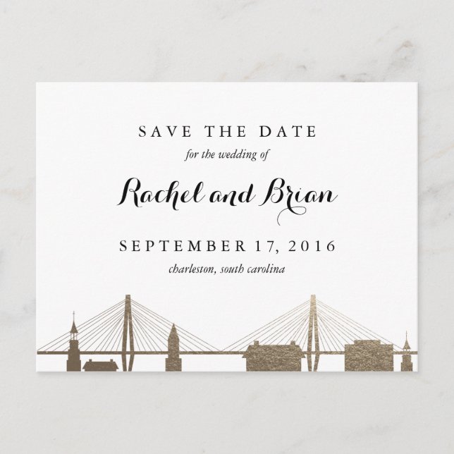 Charleston South Carolina Faux Guld vycard Vykort (Framsida)