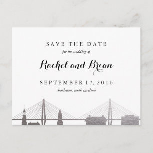 Charleston South Carolina Faux Silver vycard Meddelande Vykort