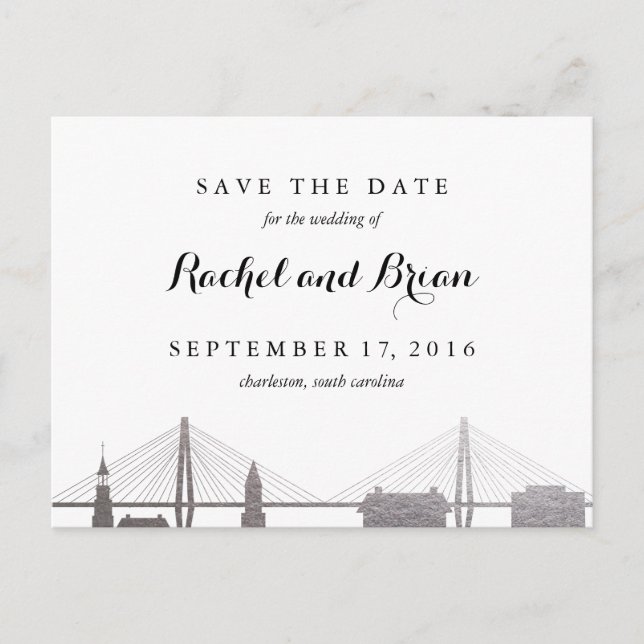 Charleston South Carolina Faux Silver vycard Meddelande Vykort (Framsida)