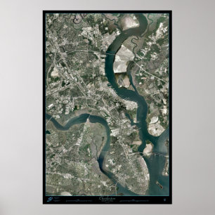 Charleston, South Carolina från rymdsatellit p Poster