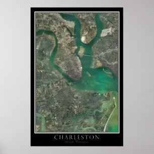 Charleston South Carolina från Space Satellite Kar Poster