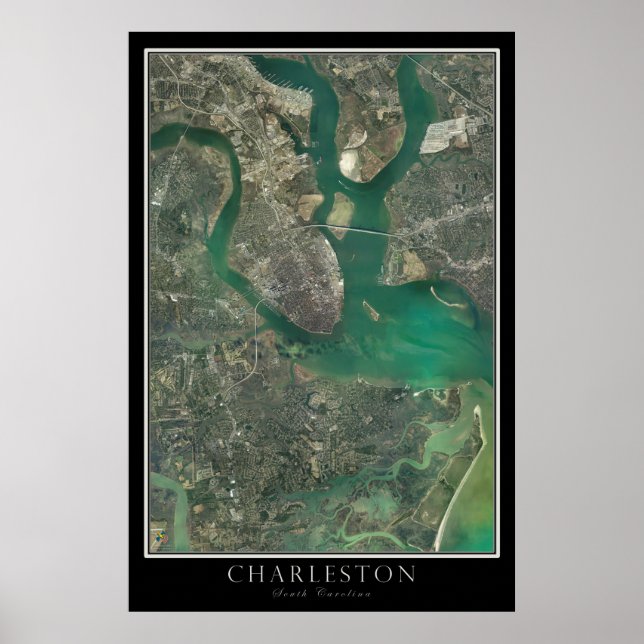 Charleston South Carolina från Space Satellite Kar Poster (Framsidan)