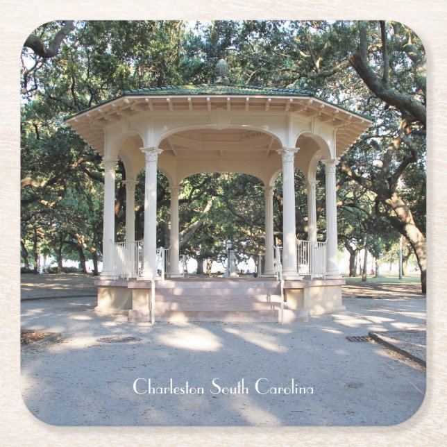 Charleston South Carolina, Gazebo, Battery Underlägg Papper Kvadrat (Framsidan)