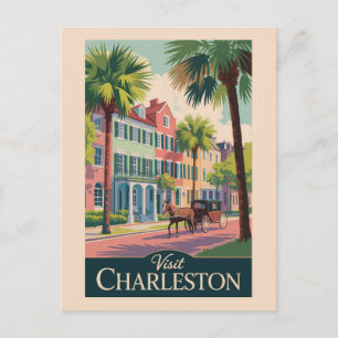 Charleston South Carolina Illustration Resa Konst Vykort