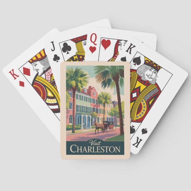 Charleston South Carolina Illustration Travel Art Casinokort (Baksidan)