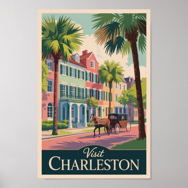 Charleston South Carolina Illustration Travel Art Poster (Framsidan)