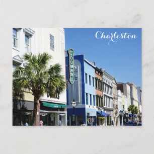 Charleston South Carolina Kung Street Travel Photo Vykort