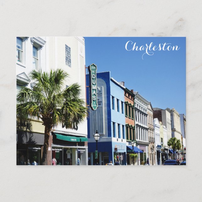 Charleston South Carolina Kung Street Travel Photo Vykort (Framsida)