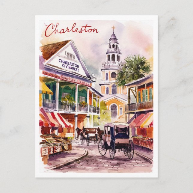 Charleston, South Carolina Market Painting Vykort (Framsida)