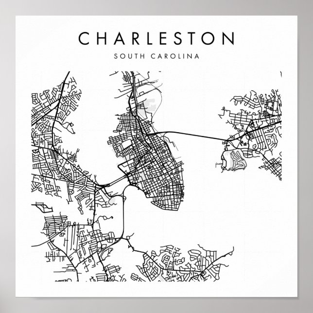 Charleston South Carolina Minimal Modern Street Poster (Framsidan)