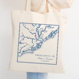 Charleston South Carolina Navy Blue Bröllop Tygkasse