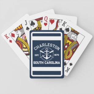 Charleston South Carolina Navy Crossed Oars Anchor Casinokort