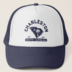Charleston South Carolina Navy Karta Flagga Keps