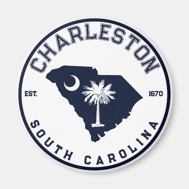 Charleston South Carolina Navy SC Flagga Handflata Magnet (Framsidan)