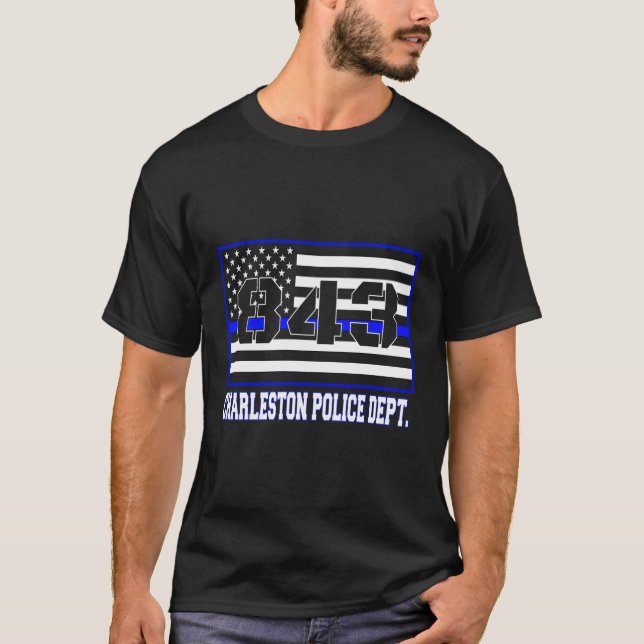 Charleston South Carolina Polischef USA flagga T Shirt (Framsida)