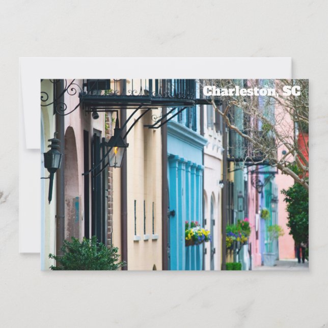 Charleston South Carolina Rainbow Row Flat Card (Framsida)