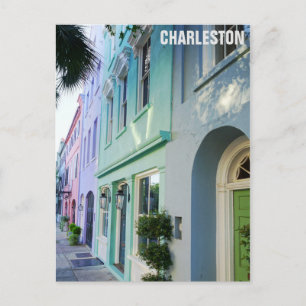Charleston South Carolina Rainbow Row-hus Vykort