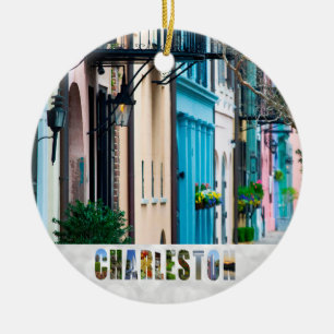 Charleston South Carolina Rainbow Row jul Julgransprydnad Keramik