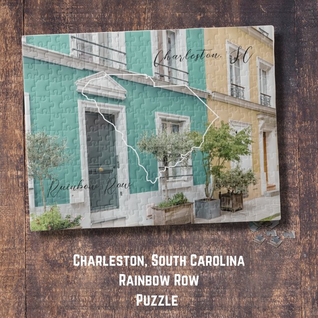 Charleston South Carolina Rainbow Row Puzzle Pussel (A puzzle of Rainbow Row. A fun night chilling and putting this pillow together. Seal it and hang it!)