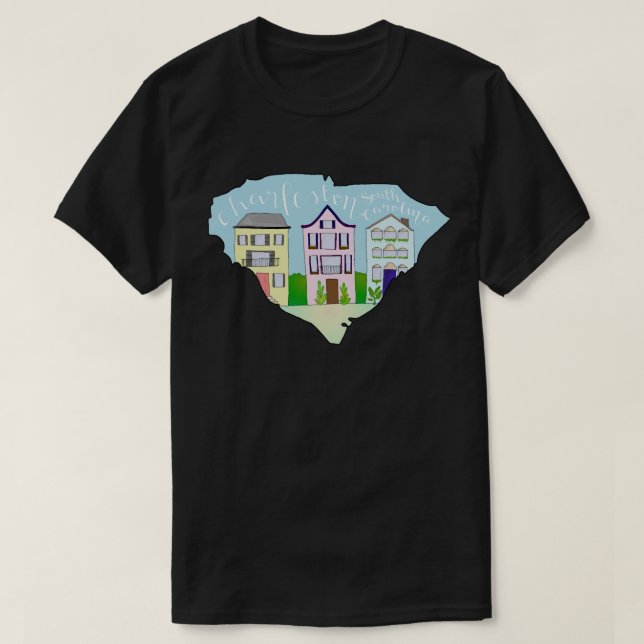 Charleston, South Carolina Rainbow Row T Shirt (Design framsida)