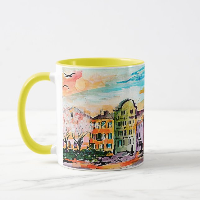 Charleston South Carolina Rainbow Row Whimsical Mugg (Vänster)