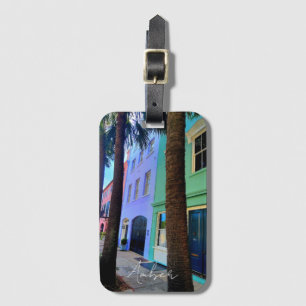 Charleston South Carolina resa Rainbow Row Bagagebricka