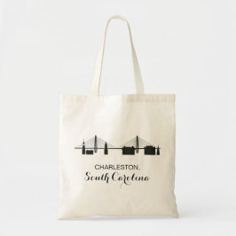 Charleston South Carolina Skyline Tote Bag Tygkasse