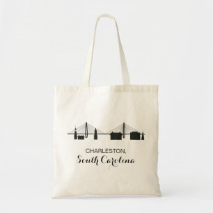 Charleston South Carolina Skyline Tote Bag Tygkasse