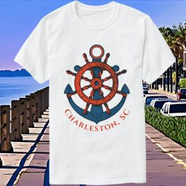 Charleston South Carolina Stilig Nautisk Konst T Shirt