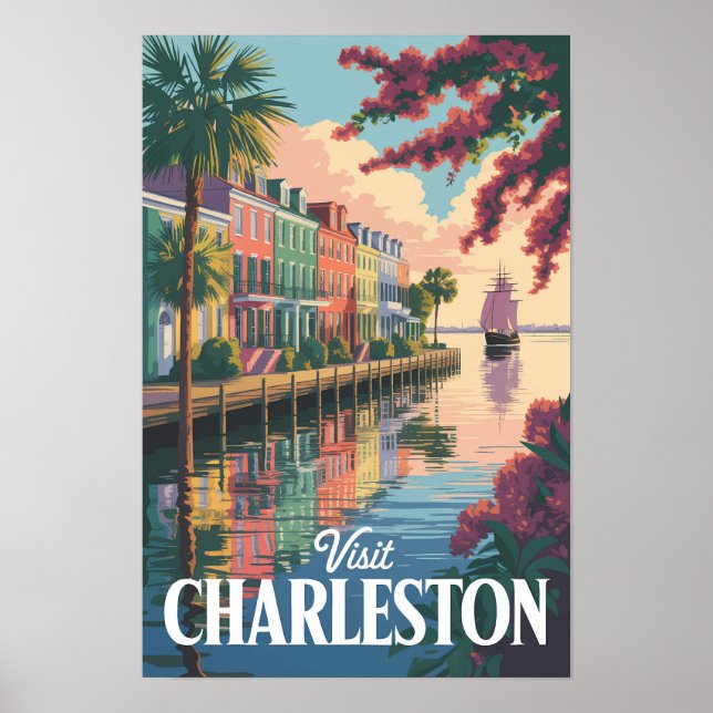 Charleston South Carolina Strandillustration Poster (Framsidan)