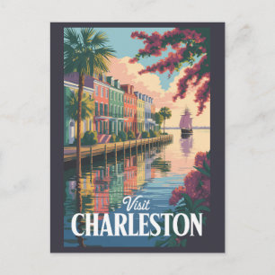 Charleston South Carolina Strandillustration Vykort