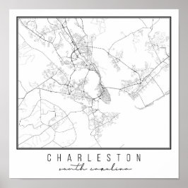 Charleston South Carolina Street Karta Poster