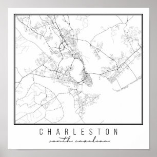 Charleston South Carolina Street Karta Poster