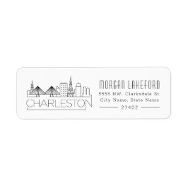 Charleston, South Carolina Stylized Skyline | Returadress Etikett