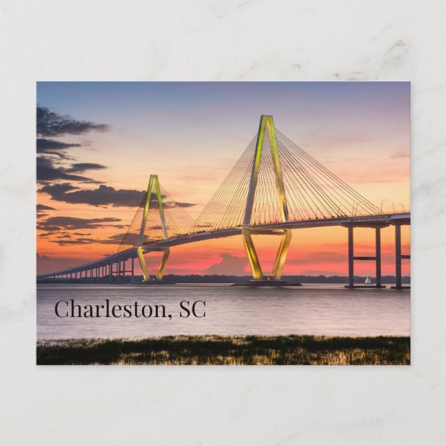Charleston, South Carolina Sunset Bridge Vykort (Framsida)