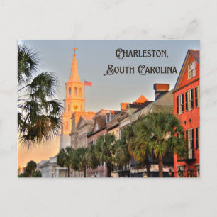 Charleston, South Carolina Sunset over Church Vykort