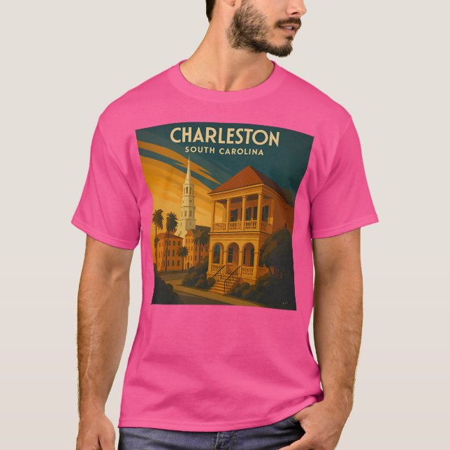 Charleston South Carolina T Shirt (Framsida)