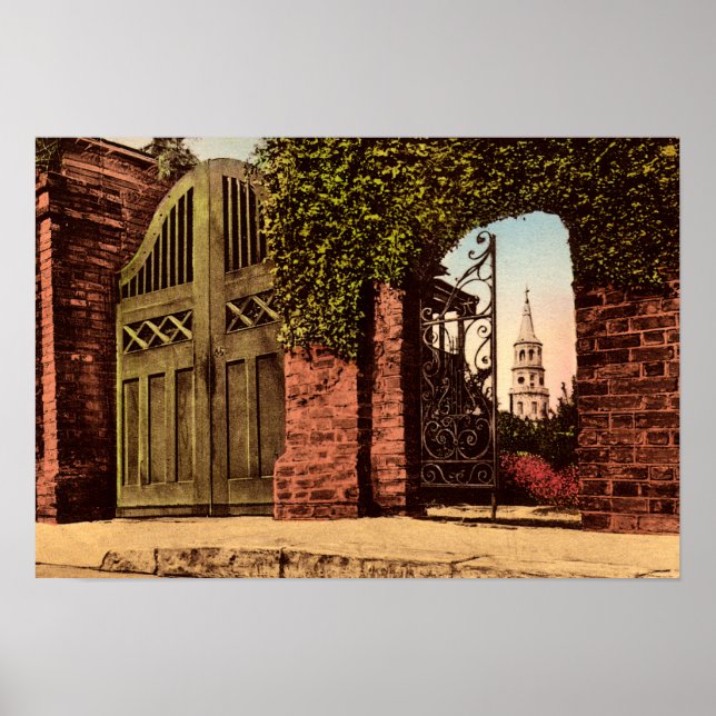 Charleston South Carolina Tradd Street Spire Poster (Framsidan)