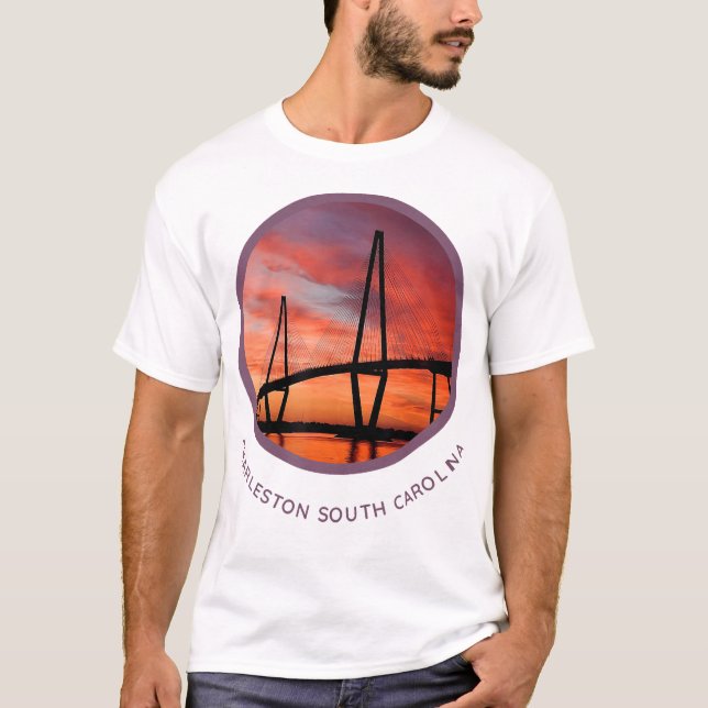 Charleston South Carolina Tshirt Ravenel Bridge Pr T Shirt (Framsida)