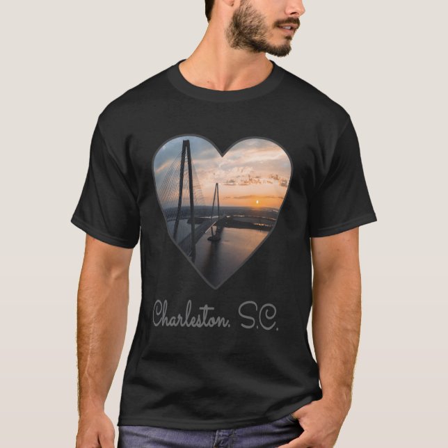 Charleston South Carolina Vacation Ravenel Bridge T Shirt (Framsida)