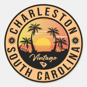 Charleston South Carolina - Vintage 60 s Souvenirs Runt Klistermärke