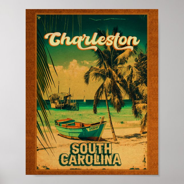 Charleston South Carolina Vintage Retro Souvenir Poster (Framsidan)