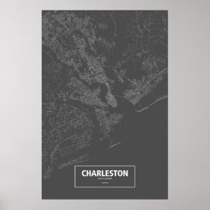 Charleston, South Carolina (vit på svart) Poster