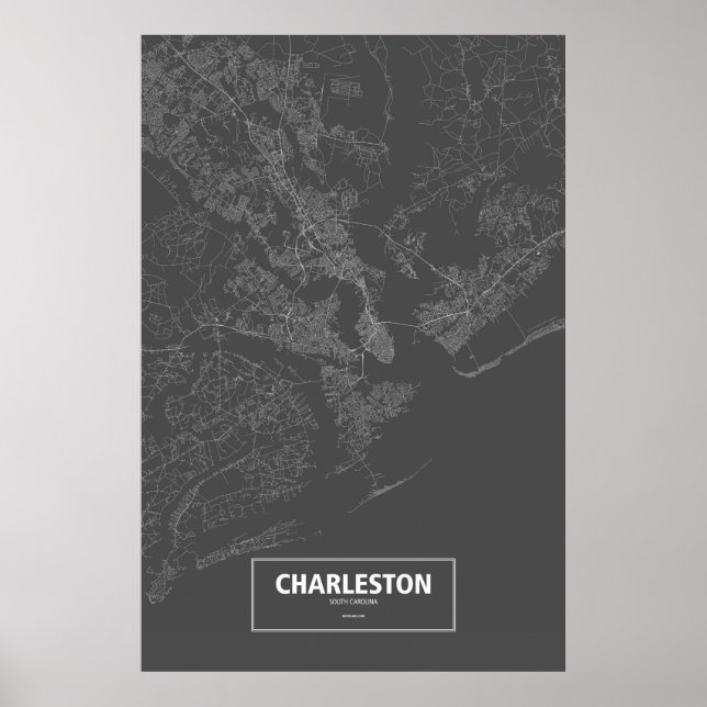 Charleston, South Carolina (vit på svart) Poster (Framsidan)
