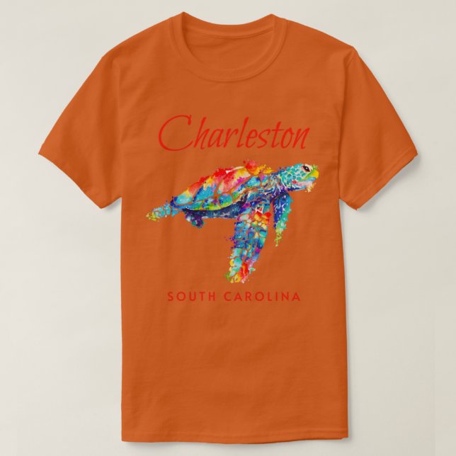 Charleston South Carolina Watercolor Sea Turtle T Shirt (Design framsida)