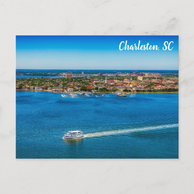 Charleston South Carolina Waterfront City Skyline Vykort (Framsida)