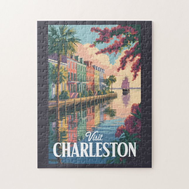 Charleston South Carolina Waterfront Illustration Pussel (Vertikal)
