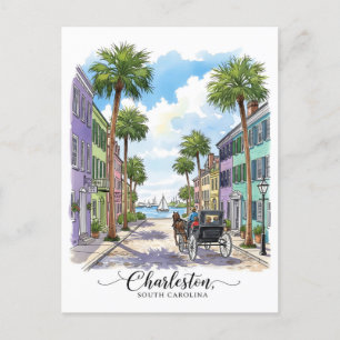 Charleston Southern Carolina-hästdragen transport Vykort