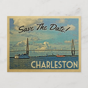 Charleston sparar Vintagen Postkort för datum Meddelande Vykort