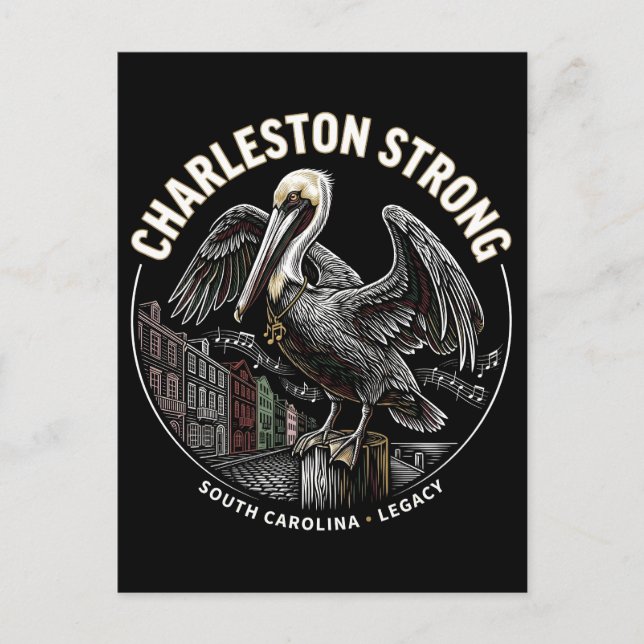 Charleston Strong Pelican Gullah Geechee Cultural  Vykort (Framsida)